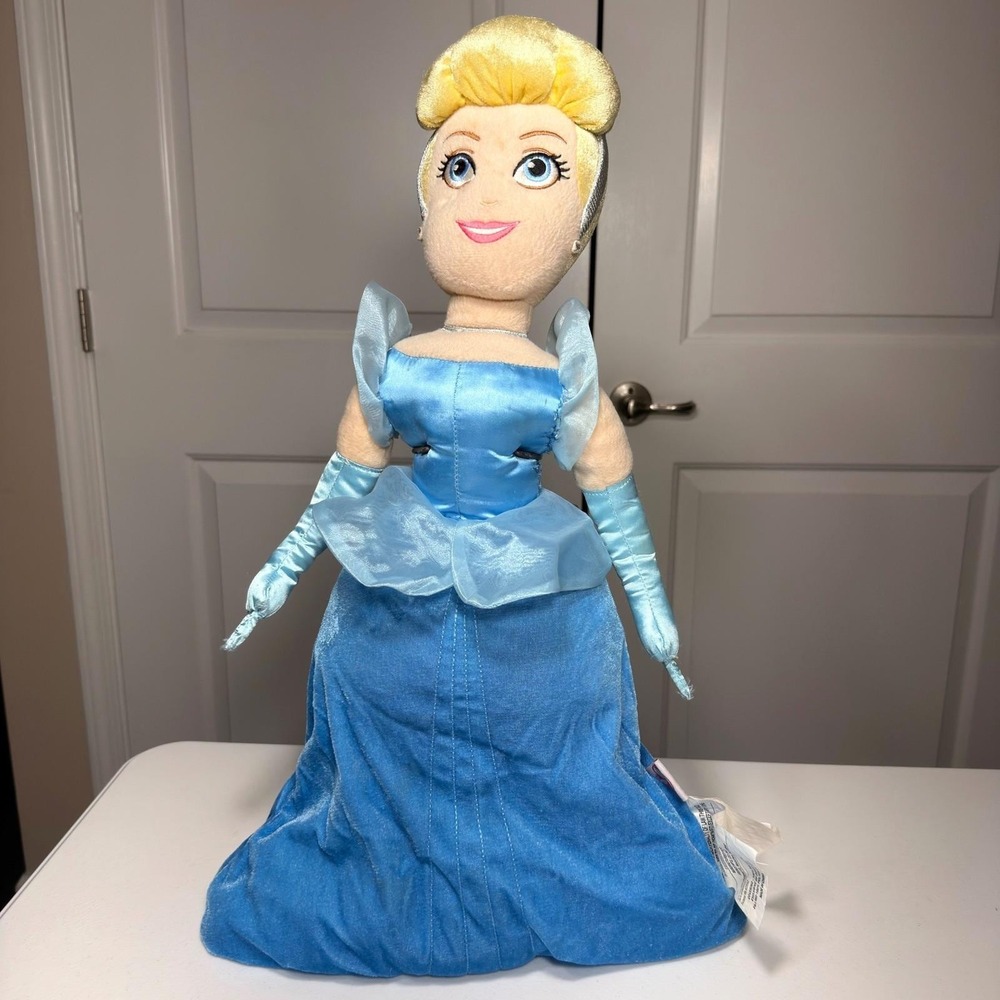 Disney Princess Cinderella Plush Doll Large 22" Blue Velvet Dress Vintage Toy